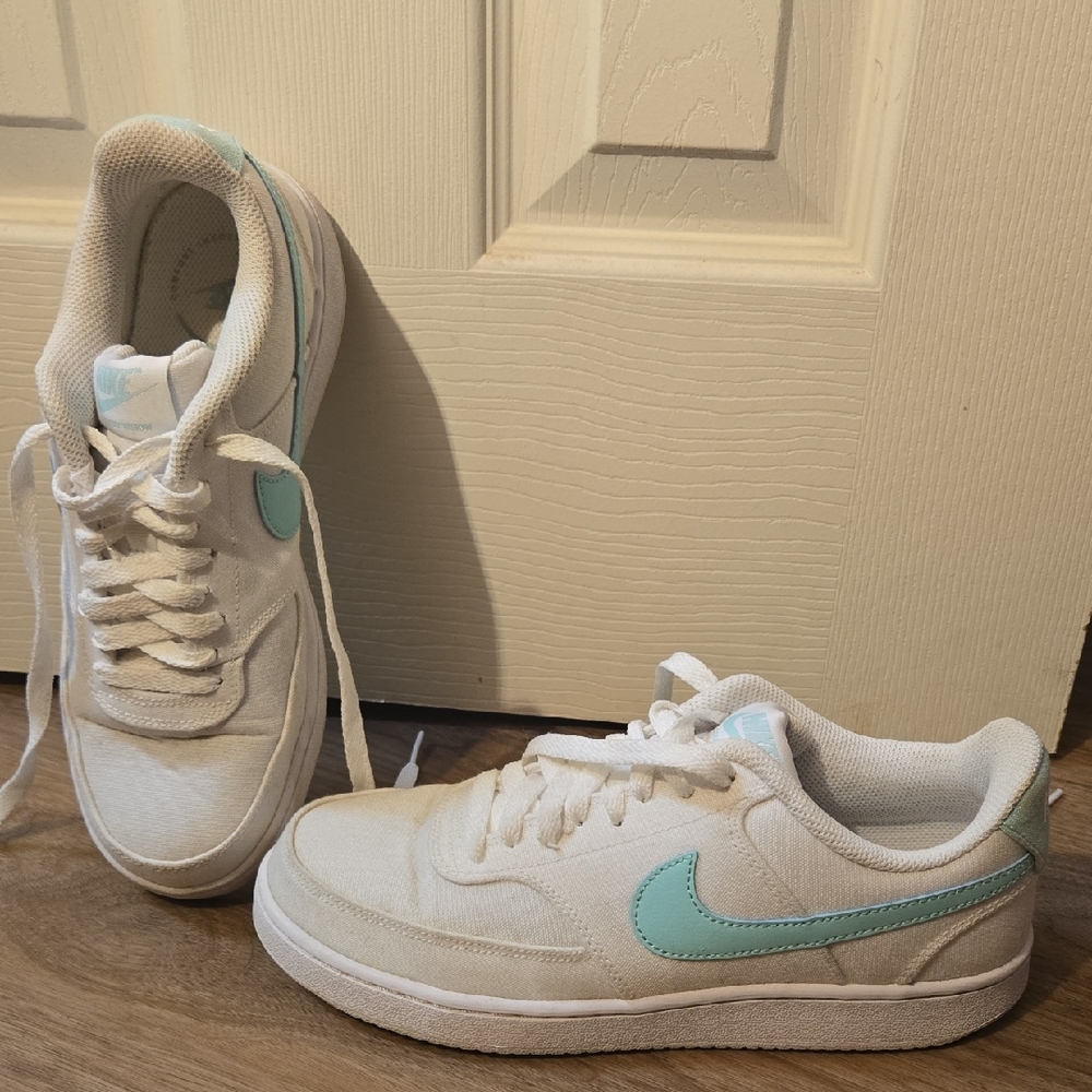 Canvas Nike Court Vision Low with Aqua Accents Womens Size 8